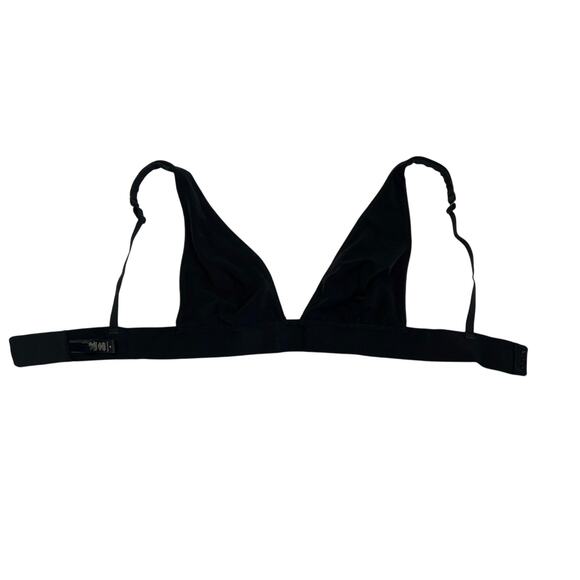 Skims Cotton Rib Plunge Bralette in Soot (Black) Women's Size M Unlined Deep V - Picture 7 of 7